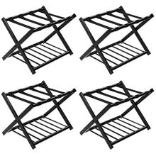 Tangkula Luggage Rack (Set of 4), Folding Metal Suitcase Luggage Stand