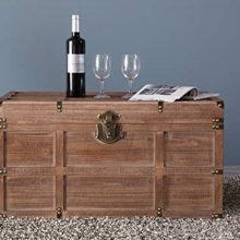 Vintiquewise Wooden Rectangular Lined Rustic Storage Trunk