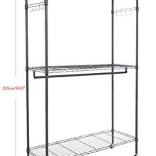 Kemanner Heavy Duty Rolling Garment Rack 3-Tiers Wire Shelving