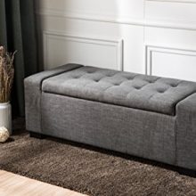 First Hill Calida Rectangular Storage Ottoman Bench with Fabric Upholstery
