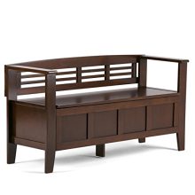 Simpli Home Adams Solid Wood 48 inch Wide Rustic Entryway Storage Bench