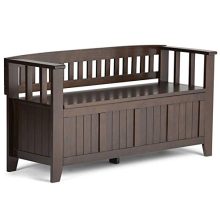 Simpli Home Acadian Solid Wood 48 inch Wide Rustic Entryway Storage Bench