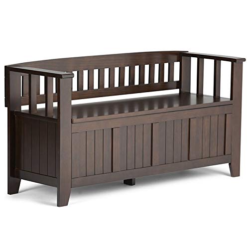 Simpli Home Acadian Solid Wood 48 inch Wide Rustic Entryway Storage Bench
