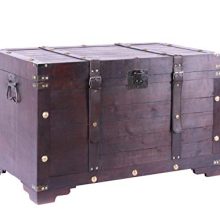 Vintiquewise Antique Cherry Large Wooden Storage Trunk