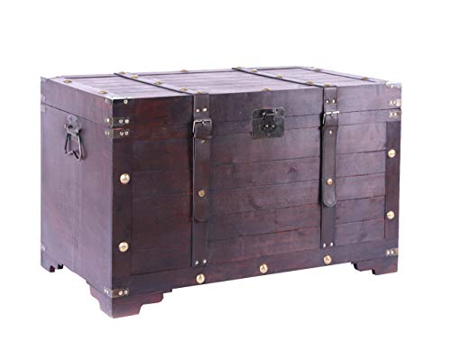 Vintiquewise Antique Cherry Large Wooden Storage Trunk