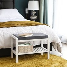 SONGMICS Shoe Rack Bench with Cushion Upholstered Padded Seat