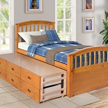 Merax Twin Size Platform Storage Bed Solid Wood Bed