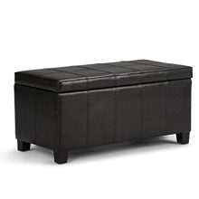 Simpli Home Dover 36 inch Wide Contemporary Rectangle Storage Ottoman Bench