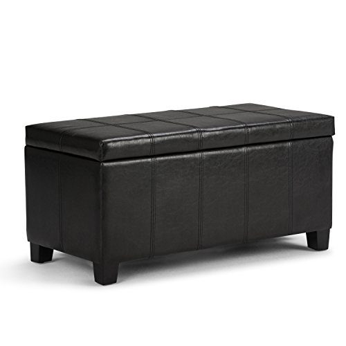 Simpli Home Dover 36 inch Wide Contemporary Rectangle Storage Ottoman Bench