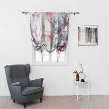 SEMZUXCVO Roman Curtain Country Decor Floral Design