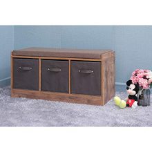 IWELL Rustic Storage Bench with 3 Removable Drawers, Entryway Bench Storage