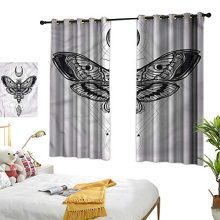Blackout Curtains Monochrome Moth Bug Design Privacy Protection