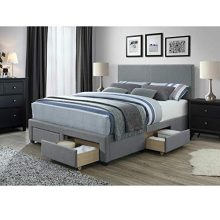 DG Casa Kelly Panel Bed Frame with Storage Drawers and Upholstered Headboard
