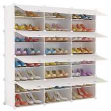 KOUSI Portable Shoe Rack Organizer 24 Grids Tower Shelf Storage Cabinet