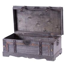 Vintiquewise Vintage Style Gray Wooden Storage Trunk,
