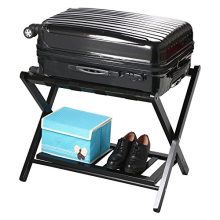 Wood Luggage Rack Folding Stand Shelf Suitcase Bag Storage