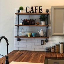 FODUE Industrial Pipe Shelving Bookshelf Rustic Modern Wood Ladder Storage