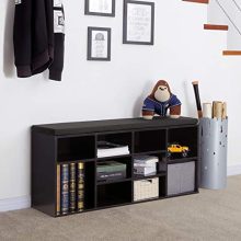 VASAGLE Cubbie Shoe Cabinet Storage Bench with Cushion, Adjustable Shelves