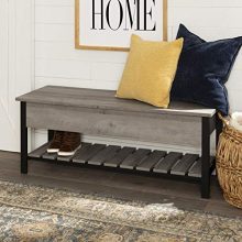 Walker Edison Furniture Company Modern Farmhouse Bench Hidden Entryway Shoe