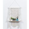 Ebristar Macrame Wall Hanging Shelf, Single Tier Wood Floating