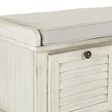 Office Star Dover Storage Bench in White Wash Finish
