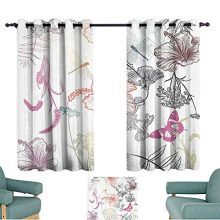 YOFUHOME Country Decor Bedroom Balcony Living Room Curtain Floral Design