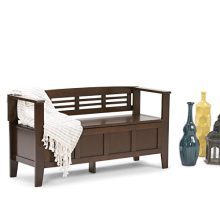 Simpli Home Adams Solid Wood 48 inch Wide Rustic Entryway Storage Bench