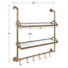 Kate and Laurel Modern Industrial Wall Shelf with Metal Pipe Supports