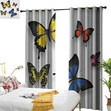 Littletonhome Thermal Curtains Butterfly Various Colorful Butterflies Pattern