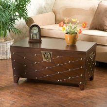 Southern Enterprises Nailhead Cocktail Table Storage Trunk - Espresso Finish for Stylish Living Room Storage and Display