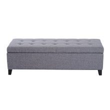 HOMCOM 51" Large Tufted Linen Fabric Ottoman Storage Bench