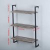GWH Industrial Metal and Wood Wall Shelf Unit,Rustic Floating Wood