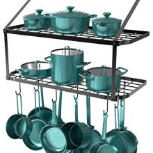 GeekDigg 29.5 Inch Wall Mounted Pot Rack Storage Shelf