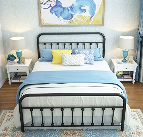 URODECOR Queen Platform Metal Bed Frame with Headboard and Footboard
