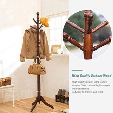 Vlush Free Standing Coat Rack - Elegant Wooden Coat Tree with 10 Hooks for Home, Office, and Entryway