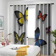 Littletonhome Thermal Curtains Butterfly Various Colorful Butterflies Pattern