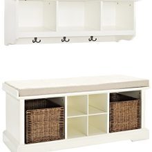 Crosley Furniture Brennan Entryway Storage Bench and Hanging Shelf Set