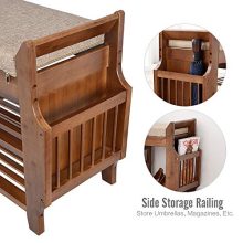 YUSING Bamboo Shoe Rack Bench W/Removable Cushion/Hidden