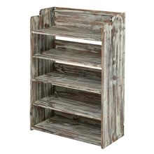 MyGift 5 Tier Rustic Torched Wood Entryway Shoe Rack Storage Shelves