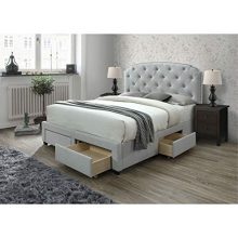 DG Casa Argo Tufted Upholstered Panel Storage Bed, Queen in Platinum Fabric