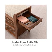 YUSING Bamboo Shoe Rack Bench W/Removable Cushion/Hidden