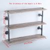 GWH Industrial Pipe Shelf Wall Mounted,Steampunk Real Wood Book Shelves