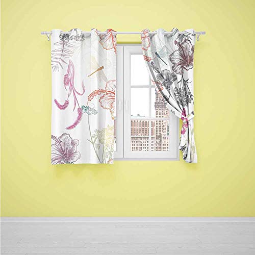 DONEECKL Insulated Sunshade Curtain Country Decor Floral Design