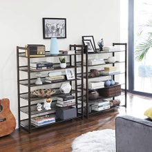 SONGMICS 12-Tier Shoe Rack, Set of 2 Stackable 6-Tier Shoe Organizers