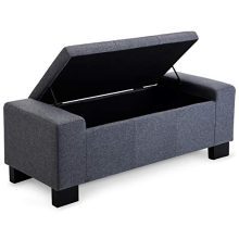 BELLEZE 48" Rectangular Fabric Tufted Storage Ottoman Bench