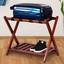 MISC Walnut Brown Hotel Luggage Rack for Guest Room Folding Suitcase