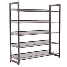 SONGMICS 5-Tier Metal Shoe Rack Adjustable to Flat or Slant Shoe Organizer