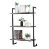 GWH Industrial Metal and Wood Wall Shelf Unit,Rustic Floating Wood