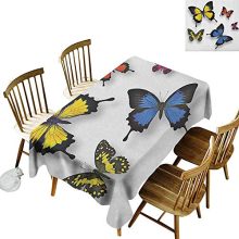 GUUVOR Butterfly 3D Printed Long Tablecloth Various Colorful Butterflies