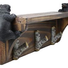 Ebros Whimsical 2 Climbing Black Bears with 3 Birch Branch Coat Hooks